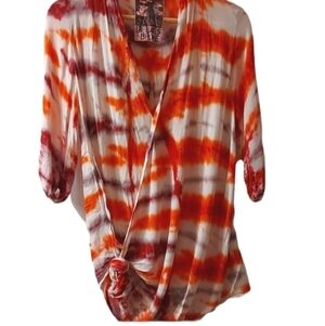 Young Fabulous & Broke Tie Dye Knotted Front Top Oversized